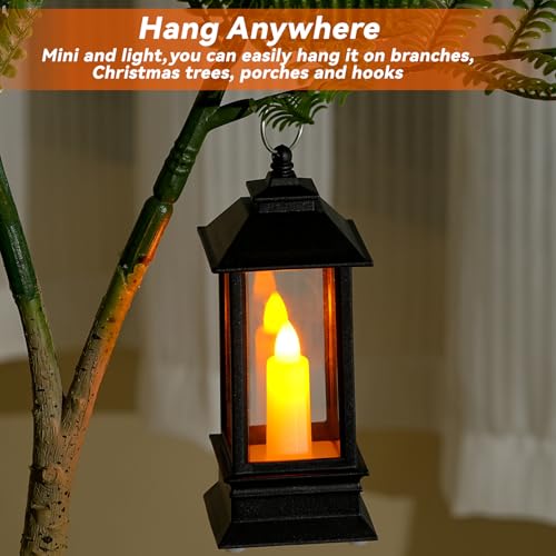 Black Candle Lanterns Decorative Indoor Outdoor Mini Vintage Small Hanging Farmhouse LED Rustic Gold Fireplace Lantern Decor Christmas Lanterns Centerpieces for Tables Decorations