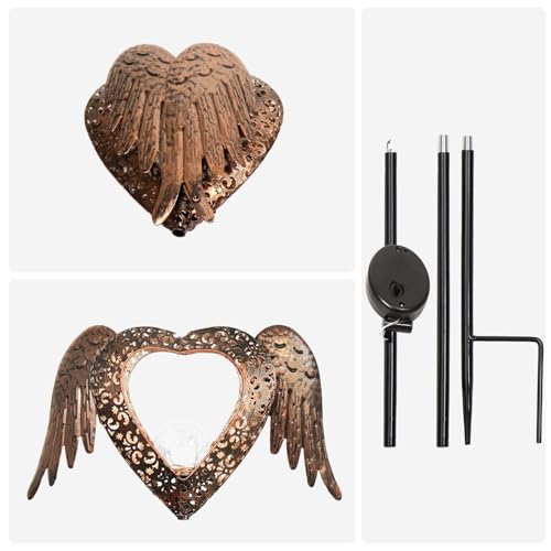 LEDs Solar Heart Stake Lights for Garden Metal Warm White, Memorial Gift - Perfect as Remembrance & Sympathy Gifts (Heart-Bronze) - style: Heart