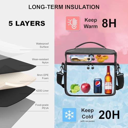 EVERFUN Small Compact Cooler Bag 24/48 Can Insulated Lunch Box Double Deck Soft Leak-Proof Waterproof Collapsible Ice Chest for Men Women Work Travel Car Trip Picnic Beach - color: Black, size: Medium