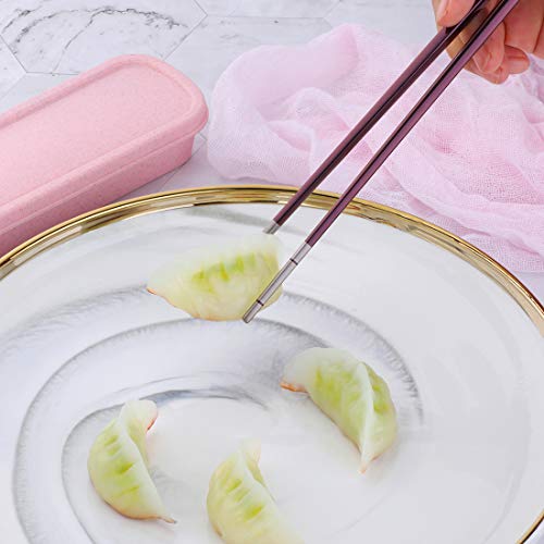 3 Piece Portable Flatware Set, Chopsticks, Fork and Spoon with Travel Case, Rose Gold - color: Rose Gold