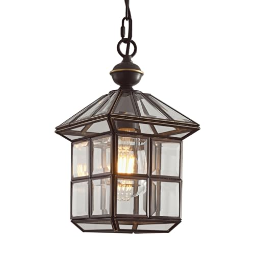 Milaii Mi Copper Outdoor Pendant Light 12.6in Exterior Hanging Porch Lights Oil Rubbed Bronze Waterproof Outdoor Chandelier Anti-Rust for Patio Entry Hallway - color: Bronze