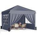 10x10 Pop Up Canopy with Sidewalls, Instant Portable Canopy Tent with Carry Bag for Commercial Events, Camping, Parties - Dark Grey - color: Dark Grey