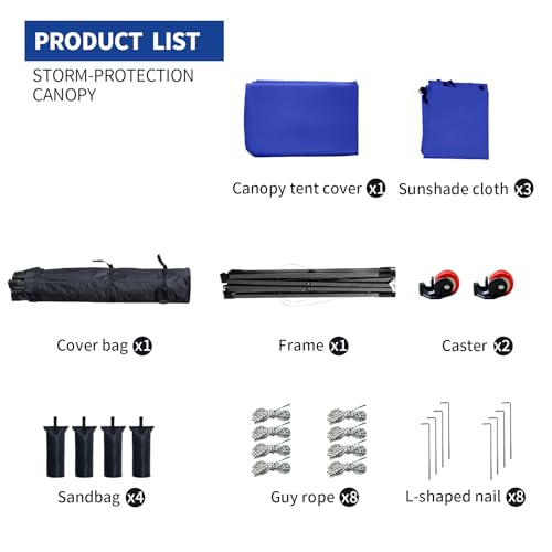 10x10 Pop up Canopy Tent with Sidewalls,Heavy Duty Waterproof Sun Shade Canopy Easy up Canopy with Wheel Bag Commercial Gazebo Tent for Outdoors Parties Vendors Camping Beach(Blue) - color: Blue