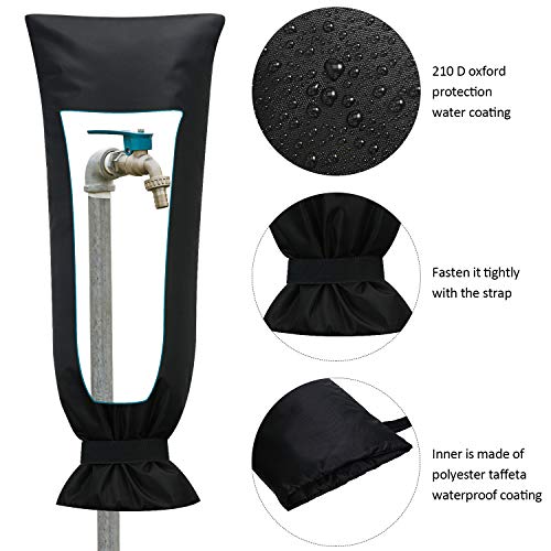 Frienda Outdoor Faucet Cover for Winter Freeze Protection 25'' x 10'' Winter Outside Large Backflow Preventer Insulation Spigot Hose Bib Cover for Garden Lawn Faucet Yard Hydrant(Black,2) - color: Black