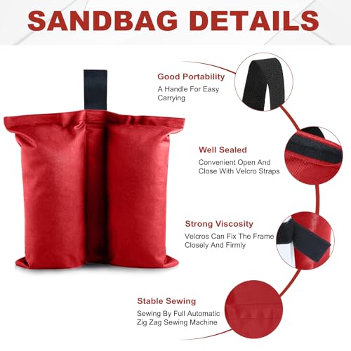 ABCCANOPY Canopy Weights 120 LBS Tent Sand Bags,4-Pack Red (Without Sand) - color: Red, size: 120 LBS