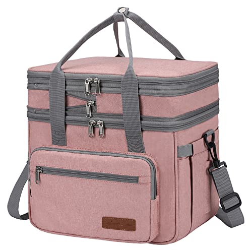 Maelstrom Lunch Box, 23L Insulated Lunch Bag, Expandable Double Deck Cooler Bag, Lightweight Leakproof Tote Bag With Side Tissue Pocket, Suit For Men and Women (E. Pink) - color: E. Pink