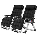 NAIZEA Padded Zero Gravity Chair, Folding Outdoor Lounge Chairs, Adjustable Reclining Camping Chairs with Cup Holder, Ergonomic Patio Lawn Chair for Balcony Beach Deck Yard - color: Black, style: Zero Gravity Chair 2 Pack