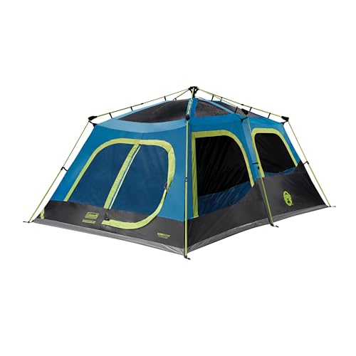 Coleman 4/6/8/10 Person Instant Camping Tent with 1-Minute Setup, Large Family Tent with Pre-Attached Poles, Air Vent, & Carry Bag, Sets Up in About 60 Seconds - size: Pfas-free, style: 10-person Dark Room