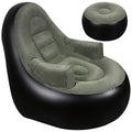 Thickened Inflatable Couch with Armrest＆Ottoman, Blow Up Lounger Chair,Folding Air Chair for Adults,Inflatable Lazy Sofa Perfect for Rooms, Camping or Home(Without Pump,Black) - color: Black