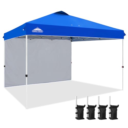 EAGLE PEAK Commercial Canopy 12x12 Pop Up Canopy Tent with 1 Sidewall, Easy Setup Heavy Duty Instant Event Shelter for Vendors & Markets, Outdoor Sun Shade, Blue - color: Blue, size: 12x12