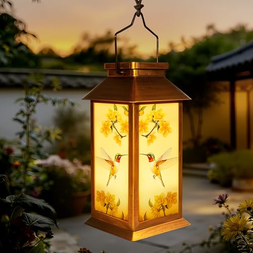 Mothers Day Gifts, Solar Lanterns Outdoor Waterproof Hummingbird Hanging Garden Decor Gifts for Mom Women Grandma, Outdoor Solar Lights for Garden Lawn Yard Patio Porch - style: Hummingbird