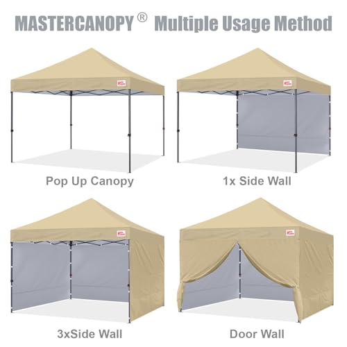 MASTERCANOPY Heavy Duty Pop-up Canopy Tent with Sidewalls (8x8,Beige) - color: Beige, size: 8x8