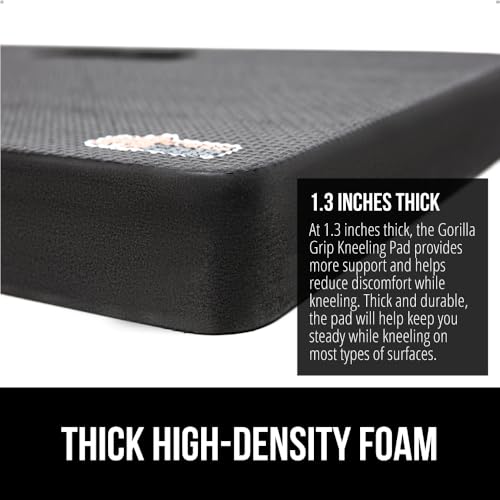 GORILLA GRIP® Extra Thick Patent Pending Supportive Foam Kneeling Pad, Large Cushion Knee Pads for Gardening, Baby Bath Time, Dirt and Water Resistant, Workout and Garden Supplies, 17.5x11, Black - color: Black