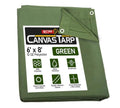 Mytee Products 6' x 8' Green Canvas Tarp 12oz Heavy Duty Water Resistant - color: Green (1 Pc), size: 6' x 8'