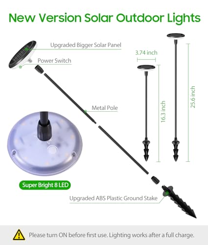 LETMY Solar Pathway Lights Outdoor, 8 Pack Durable Metal Solar Path Lights, Auto On/Off Garden Lights Solar Powered, IP65 Waterproof Solar Lights Outdoor for Landscape, Path, Garden, Patio, Driveway - size: 8 PACK