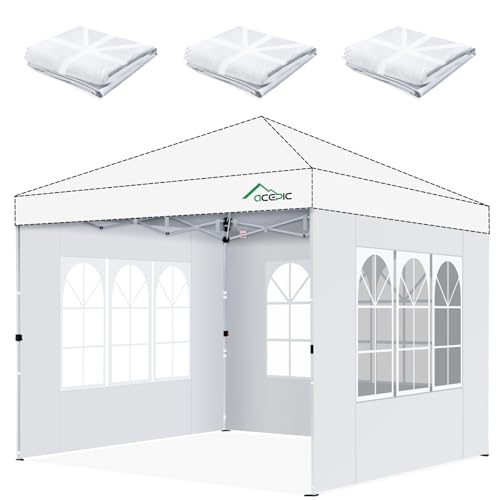 Acepic 3Pcs Instant Canopy Tent Sidewalls for 10x10 Pop-Up Canopy, Garden Gazebo, 210D Oxford Fabric Waterproof, White (Tent NOT Included) - color: White, size: 10*10ft 3pcs