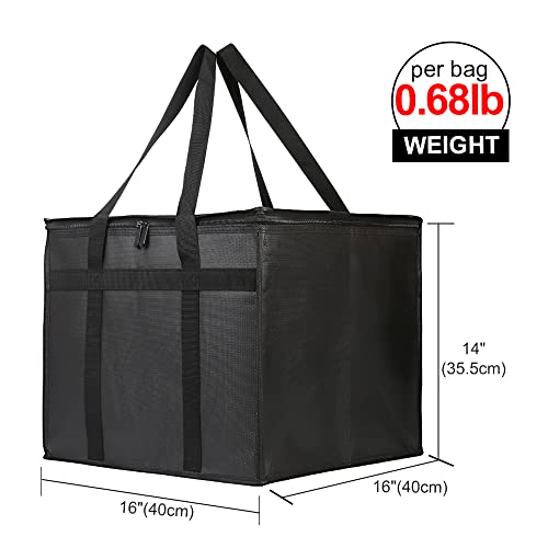 Bodaon Insulated Pizza Delivery Bag, 16" x 16" x 14" Pizza Warmer Bags for Carry Hot, Commercial Delivery Bag, Food Warmers for Parties, Pizza Pack Insulation, Pizza Carrier, Black, 1-Pack - color: Black-Red
