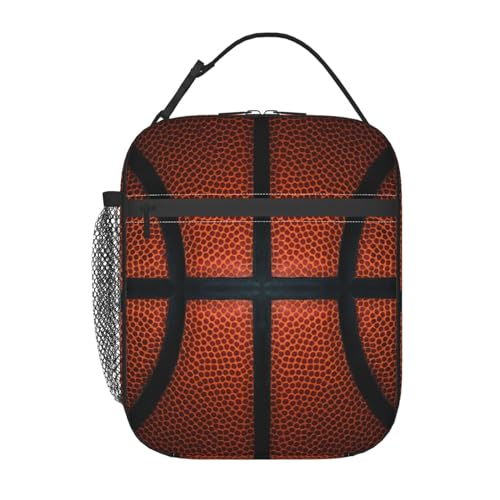 Basketball Ball Sport Appearance Insulated Lunch Bag Portable Reusable Zipper Lunch Box For Men Women Work Picnic Travel Camping - color: Black37