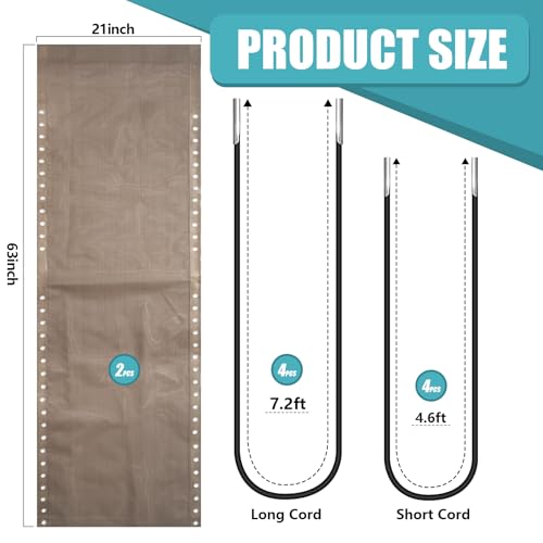 Queekay 2 Pcs Gravity Chair Replacement Fabric with 8 Bungee Cord Lounge Cloth Mesh Patio Chair Repair Kit Sling Fabric Replacement for Patio Recliner Outdoor Lawn Pool Beach (63" X 21",Light Brown) - color: Light Brown, size: 63" x 21"