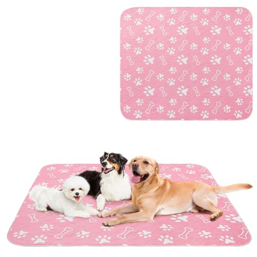 BEAUTYZOO 2 Pack Washable Pee Pads for Dogs, Reusable Puppy Pads for Potty Training, Waterproof Super Absorbent Whelping Pads Mats Non Slip Against Urine for Small Medium Dogs Cats, 48" x 48" - color: Pink, size: 48 X 48 Inch (Pack of 2)