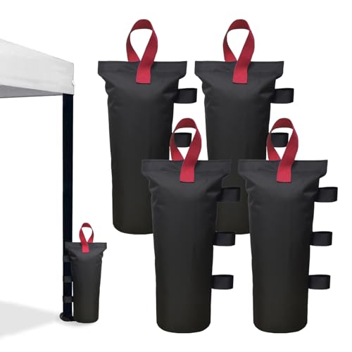 Canopy Weights Set of 4，Heavy Duty Canopy Weight Bags (120 lbs) for Ez Pop up Canopy Tent Outdoor Instant Canopies, Set of 4, Black Red Handle (Without Sand) - color: Black+Red Handle, size: 120lbs(4 x 30lbs)