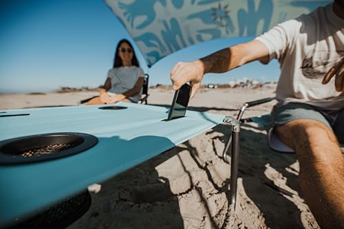 Neso Beach Table - Lightweight, Portable and Foldable Table for Beach, Camping and Outdoor Adventures - Stable Surface - with Cup Holder for Drinks and Phone Pockets - Seafoam - color: Seafoam
