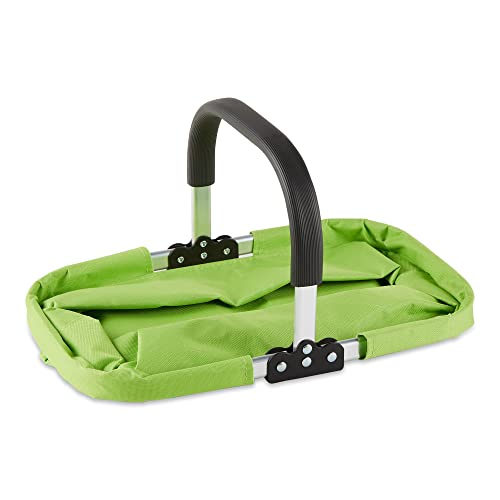 RSVP International Collapsible Market Basket Aluminum Frame, Large Zip Side Pocket, 17x11x18", Green - color: Green, size: 17 x 11 x 18"