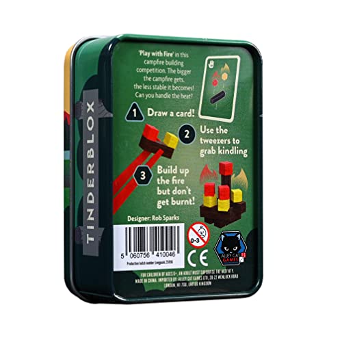 Tinderblox Board Game by Alley Cat Games | Fast Paced Dexterity Stacking Game for All Ages | Compact Portable Family Game | 2–6 Players | Ages 6+ | 15 Minute Playtime