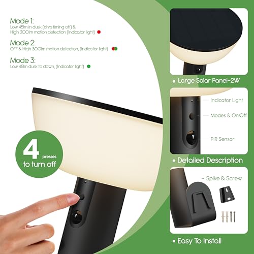 Basin Series - Solar Wall Lights - Solar Porch Lights for Outside - PIR Sensor & Three Lighting Modes - Rechargeable Battery Lasts Up to 35 Hours - 2700K - IP44 Weather Resistant - 2 Pack - size: 2 Pack Wall Lights
