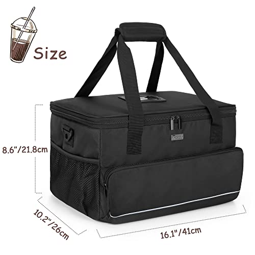 Trunab Reusable 8 Cups Drink Carrier for Delivery with Adjustable Dividers, Handle with Carrying Strap Tote Holder Insulated Bag for Beverages,Food Take Out,Outdoors - color: Black, size: 8-Cups
