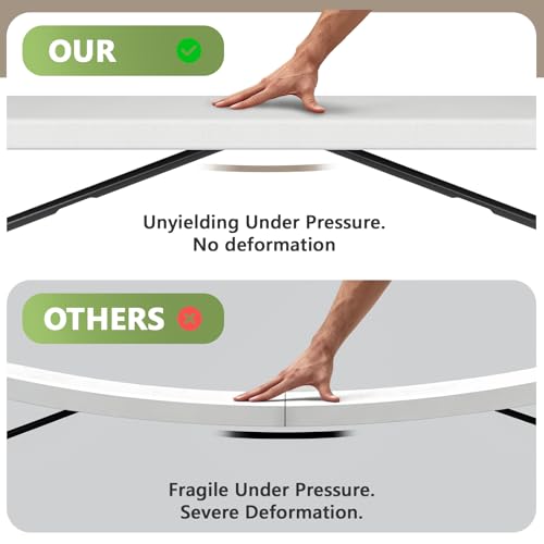 8ft Folding Table, Heavy Duty Plastic Card Table with Foldable Steel Legs, Metal Frame Support up to 800 lb, Portable for Indoor, Outdoor, Picnic, Camping, Dining, Party, White - color: White, size: 8FT