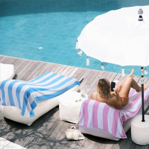 WILFA Extra Large Beach Towel - Oversized Mircofiber Beach Towel 40'' x 70'', XL Striped Lightweight Pool Towel, Big Cabana Swim Travel Towel for Adults Mens Women,Black - color: Black