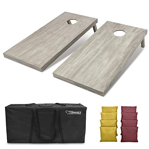 GoSports 4 ft x 2 ft Regulation Size Wooden Cornhole Boards Set - Includes Carrying Case and Bean Bags (Choose Your Colors) Over 100 Color Combinations - color: Burgundy & Gold