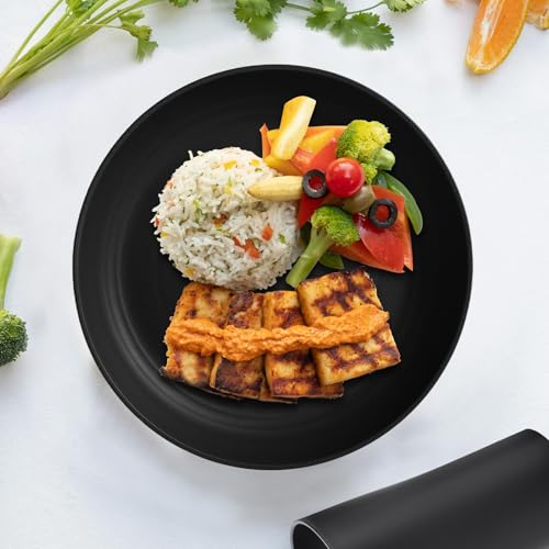 32-Piece Kitchen Plastic Wheat Straw Dinnerware Sets, Service for 8, Unbreakable Modern Dish Set - Dinner Plate/Dessert Plates/Cereal Bowl/Cup, for Apartment Essentials, Outdoor Camping,Black - color: Black, size: 32 Piece Wheat Straw Dinnerware Sets