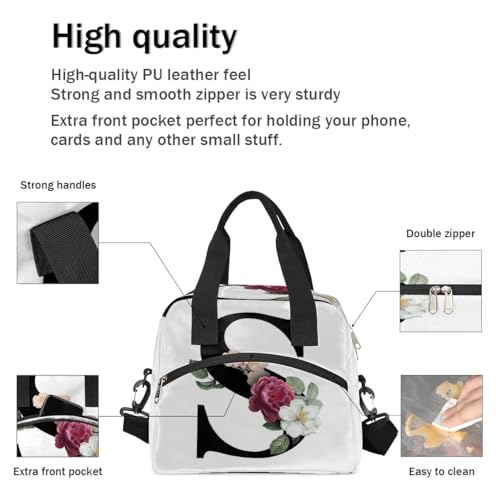 Letter S Insulated Lunch Bag for Women Men Reusable Waterproof Lunch Box Cooler Tote Bag One shoulder portable meal bag Portable Adult Lunchbox for Work Picnic Hiking Beach - color: Letter S