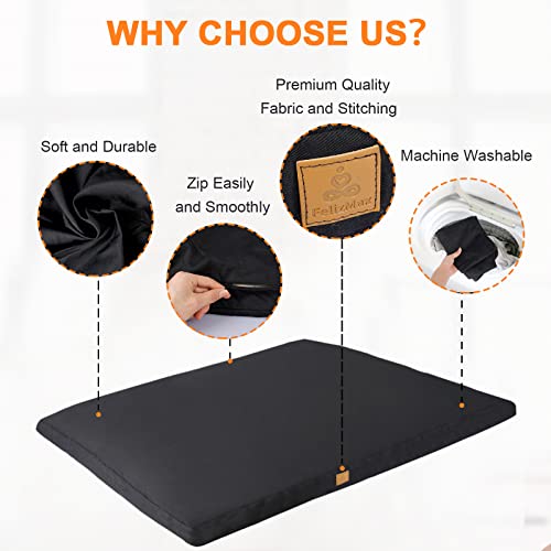 Zabuton Meditation Mat (36"×28"×2") Luxurious Meditation Cushion for Kneeling Sitting Large Floor Pillow Zafu/Bench-Washable Cotton Cover 100% Organic Cotton Filling (Black) - color: Black