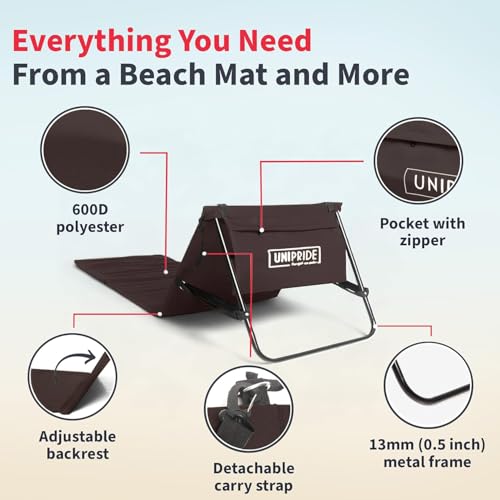 Lightweight Beach Chairs for Adults #2026 - Beach Mat Sand Free Waterproof I Ideal as Lounger for Tanning I Relaxing, Compact & Ultimate Beach Gear (Brown) - color: Brown