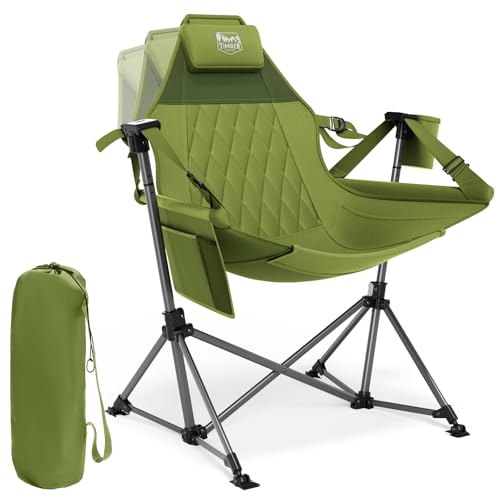 TIMBER RIDGE Hammock Camping Chair, Oversized Swinging Hammock Chair with Adjustable Back and Seat for Outdoor Lawn, Sports, Supports 400lbs, Green - color: Green