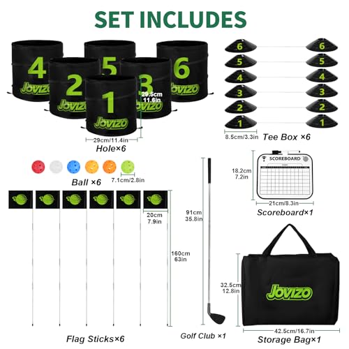 Backyard Golf Game Set, 6 Hole Portable Golf Yard Game with Flags, Balls, Club and Scoreboard, Outdoor & Indoor Lawn Practice Game for Family and Friends - style: 6 Holes