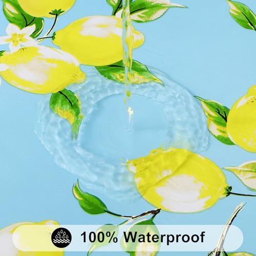 Smiry Square Table Cloth Cover, Waterproof Elastic Fitted Picnic Tablecloth, Wipeable Flannel Backed Vinyl Tablecloths for Camping, Dining, Outdoor (Blue & Yellow, 36" x 36") - color: Blue & Yellow, size: 36" x 36" (Square)
