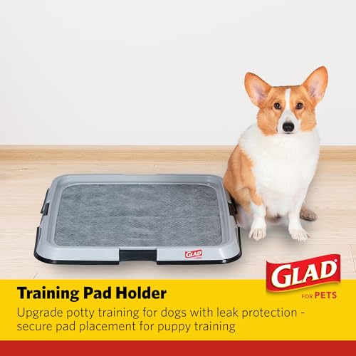 Glad for Pets Puppy Potty Training Pad Holder for Disposable Pads - Puppy Potty Tray, Dog Potty Training Tools for Indoor Pee Pad Station, Potty for Dogs - Fits 23" x 23" or 17.5" x 23.5" Pads