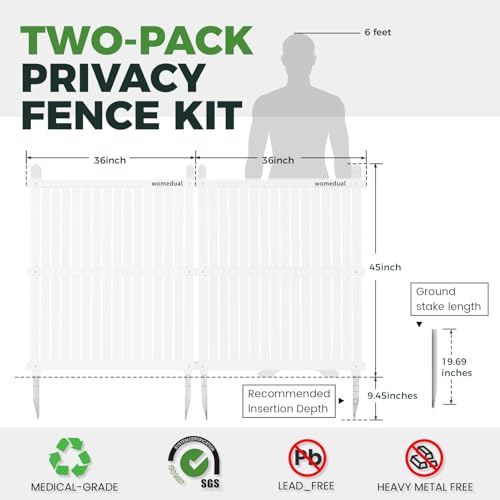 Air Conditioner Fence 2 Panels, 36" W x 45" H Outdoor Trash Can Fence, Easy Assembly Decorative Privacy Screen for AC Units & Pool Equipment - size: 36"W X 45"H-2 Panels Vertical