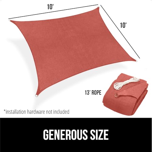 GORILLA GRIP Heavy Duty Sun Shade, UV Protection Fade Tear and Rust Resistant Rectangle Sunshade Canopy, Curved Edges Blocks Sunlight, Breathable Sail, Outdoor Patio, Lawn Garden 10x10 FT Terra - color: Terra, size: 10' X 10', style: Rectangle