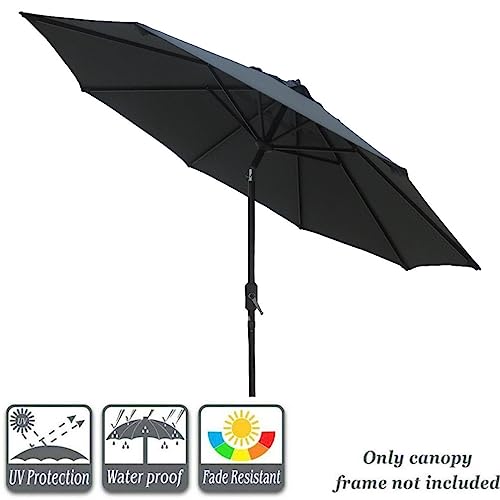 9ft Market Patio Umbrella Canopy - 8 Ribs Canopy Replacement - UV Protective UPF 50+ and Fade Resistant Patio Canopy - Wind Vent Replacement Canopy Cover (Canopy Only) (Purple) - color: Grey
