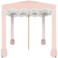 AMMSUN Beach Cabana with Fringe, 7' x 7' Boho Beach Canopy with Tassels, Easy Set up & Premium Wood Pole, Cabana Tent with Sand Pockets, Instant Sun Shade for Sand, Garden, Patio, Pink Stripes - color: Pink Stripes