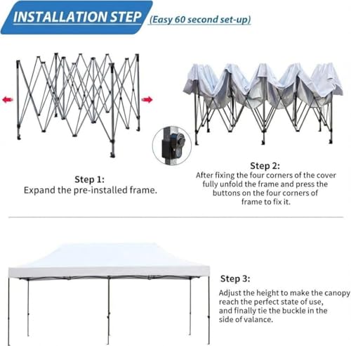 CABIHOME 10X20FT Instant Pop Up Canopy Tent, Beach Tent with One Push Setup, Heavy Duty Canopy Set, Waterproof & UV Protected, Outdoor Canopy for Commercial Events, Camping, Backyard Parties, White