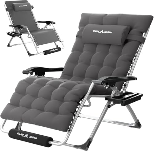 Amopatio Oversized Folding Recliner Zero Gravity Chair with Cushion for Indoor & Outdoor, XL Heavy Duty Patio Reclining Lounge Chairs with Tray/Footrest/Headrest - color: Magenta, style: 29in-1pc