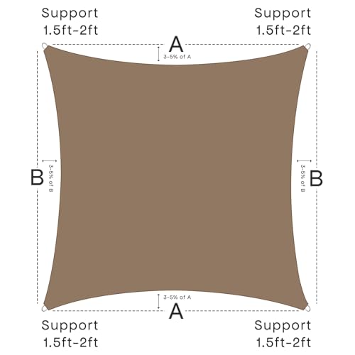 Sun Shade Sail Canopy, 20' x 20' Rectangle 95% UV Block Shade Cover for Outdoor, Backyard Patio, Lawn, Garden, Sandbox Carpor Mocha - color: Mocha, size: 20' x 20'
