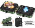 Propane 2-Burner Foldable Camping Stove with Carry Bag, Portable Propane Camp Stoves with Adjustable Burners & Piezo Ignition for Outdoor Cooking, Tailgating, Backyard Gathering(Griddle Not Included)