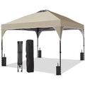 8x8 FT Canopy Tent, Pop Up Canopy with 1-Button Push, 4 Sandbags, Instant Outdoor Gazebo Shelter (Khaki, 8x8) - color: Khaki, size: 8x8